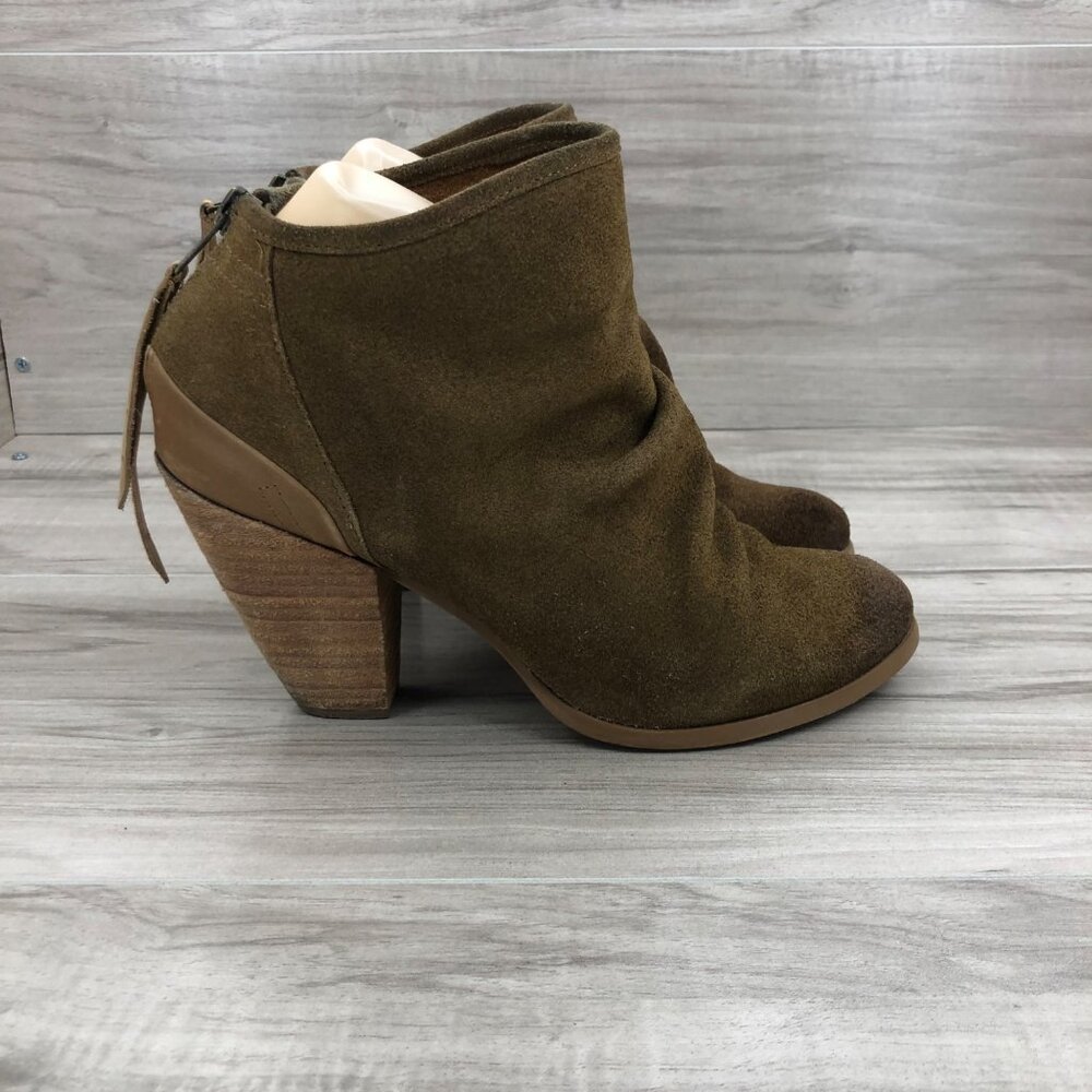 Women’s Suede Ankle Booties - Olive Brown